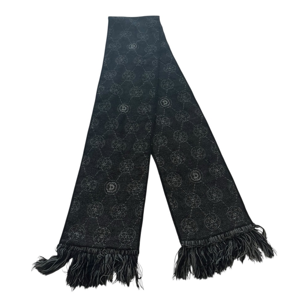 Diehard Scarves Logo Geometric Black Gray Diamond Fringe